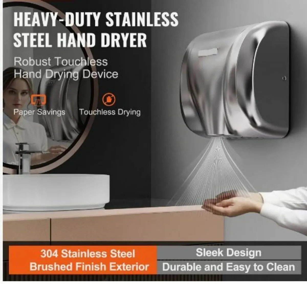 Heavy Duty Commercial Hand Dryer, 1800W - Image 2