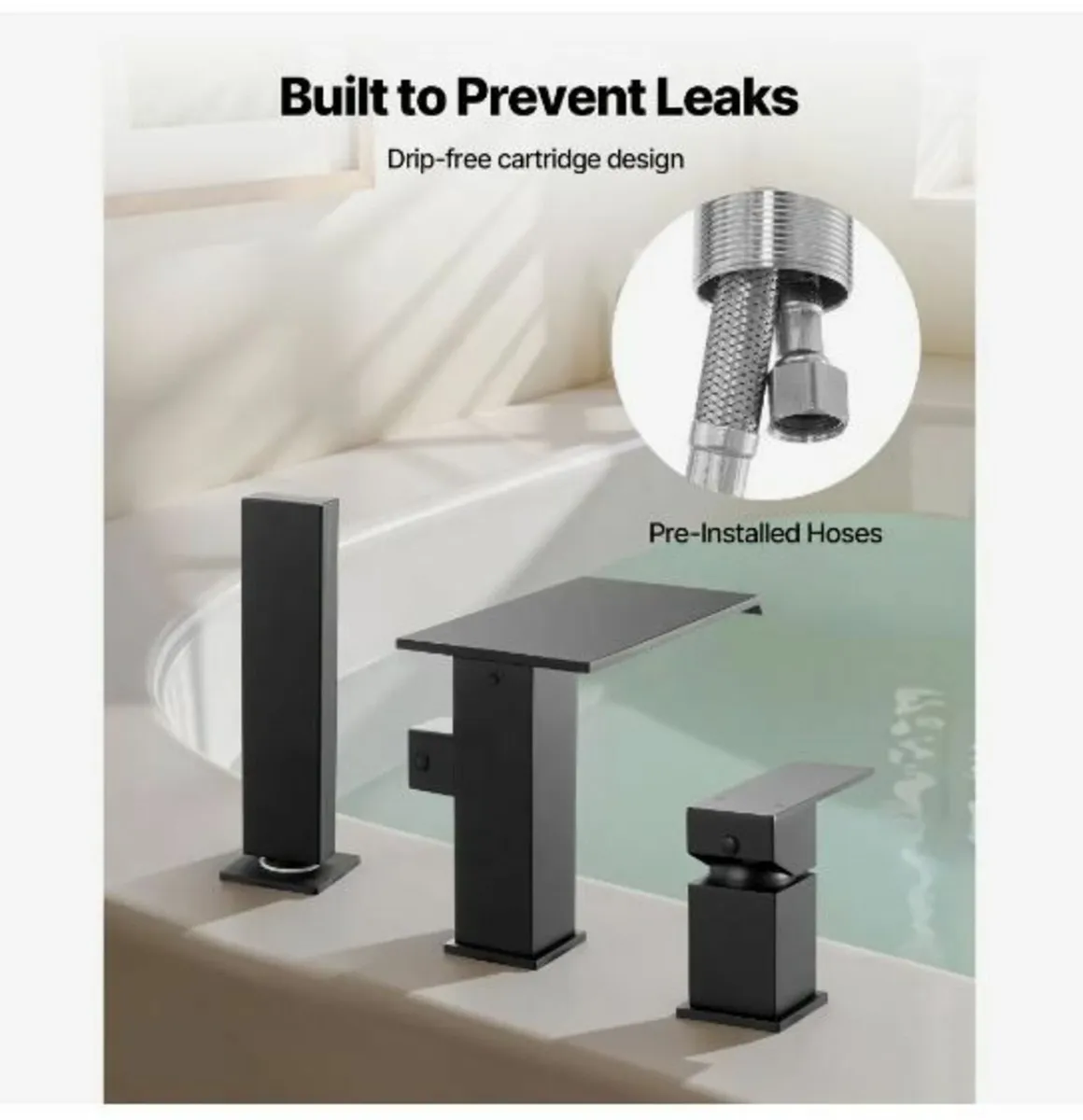 Roman Tub Faucet, 3 Hole Waterfall - Image 2
