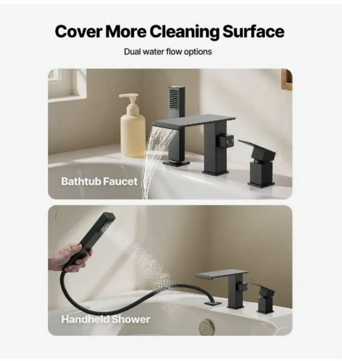 Roman Tub Faucet, 3 Hole Waterfall - Image 4