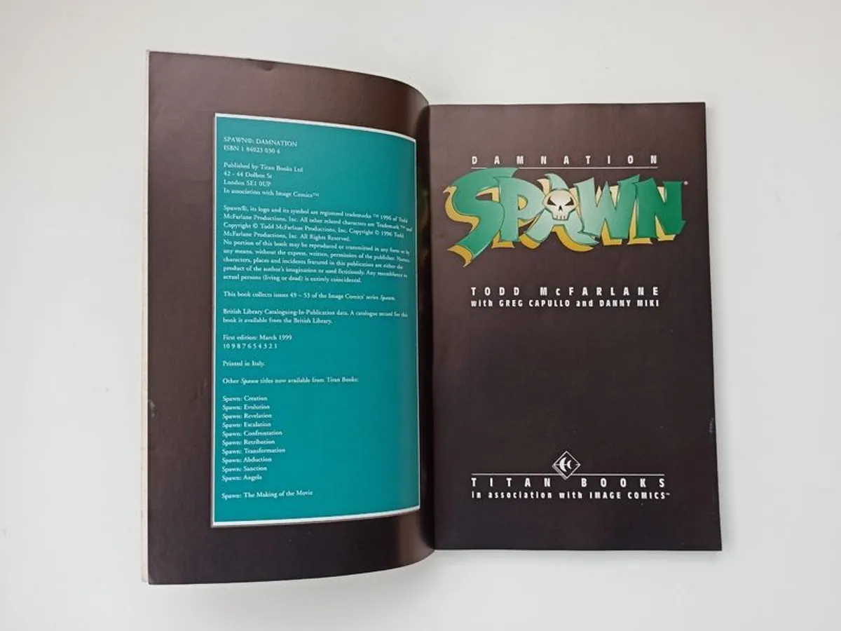 Comics "Spawn Damnation" Todd McFarlane with Greg Capullo and Danny Miki  first edition: March 1999 printed in Italy paperback  sold by "Subcity" , Dublin - Image 3