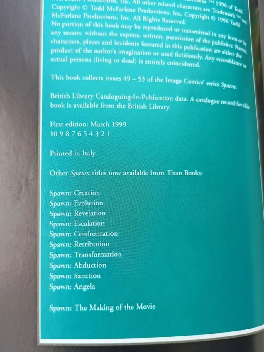 Comics "Spawn Damnation" Todd McFarlane with Greg Capullo and Danny Miki  first edition: March 1999 printed in Italy paperback  sold by "Subcity" , Dublin - Image 4