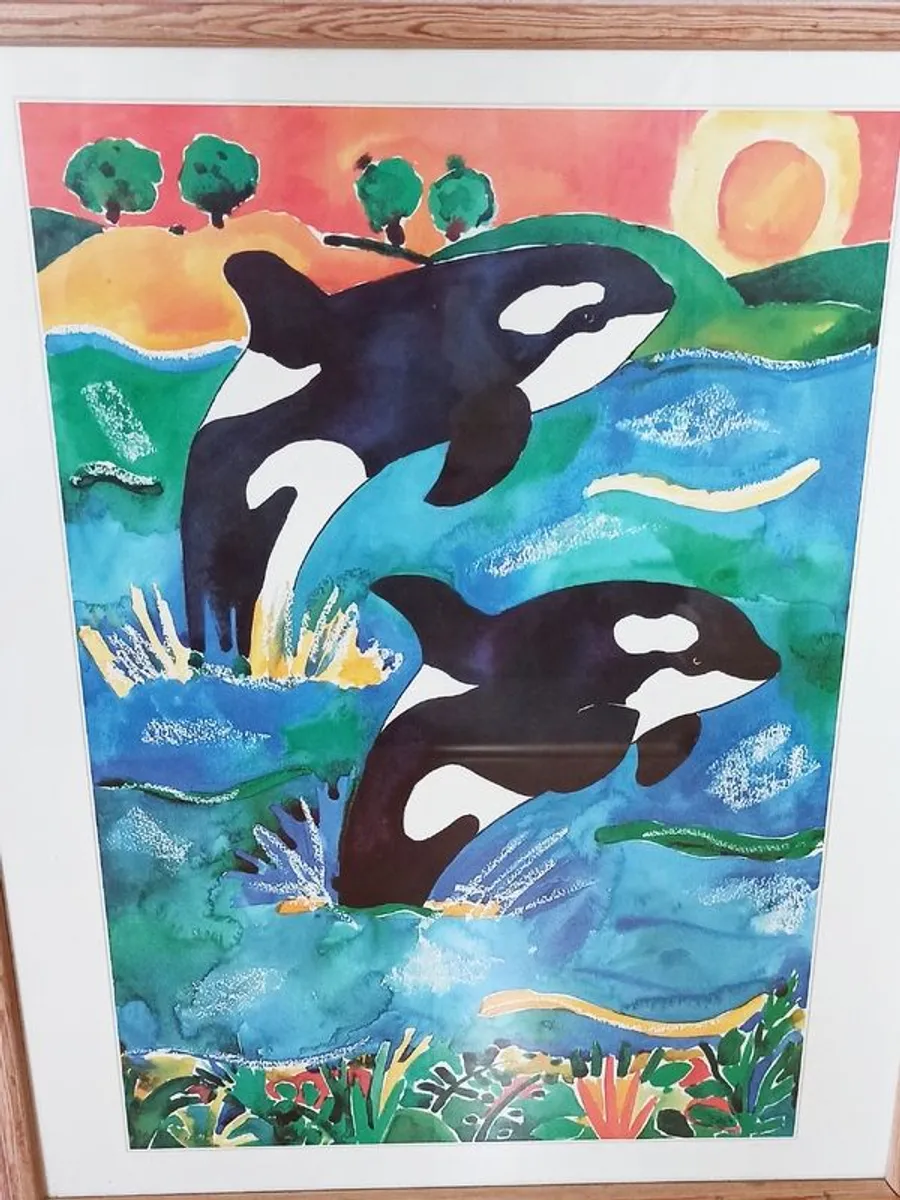 "Leap for freedom" by  Lisa V Keaney  print in wooden glazed frame   size  55.5 x 46cm - Image 2