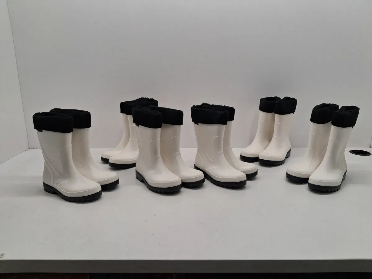 Online Auction Of White/Black  Wellington Boots - Image 1