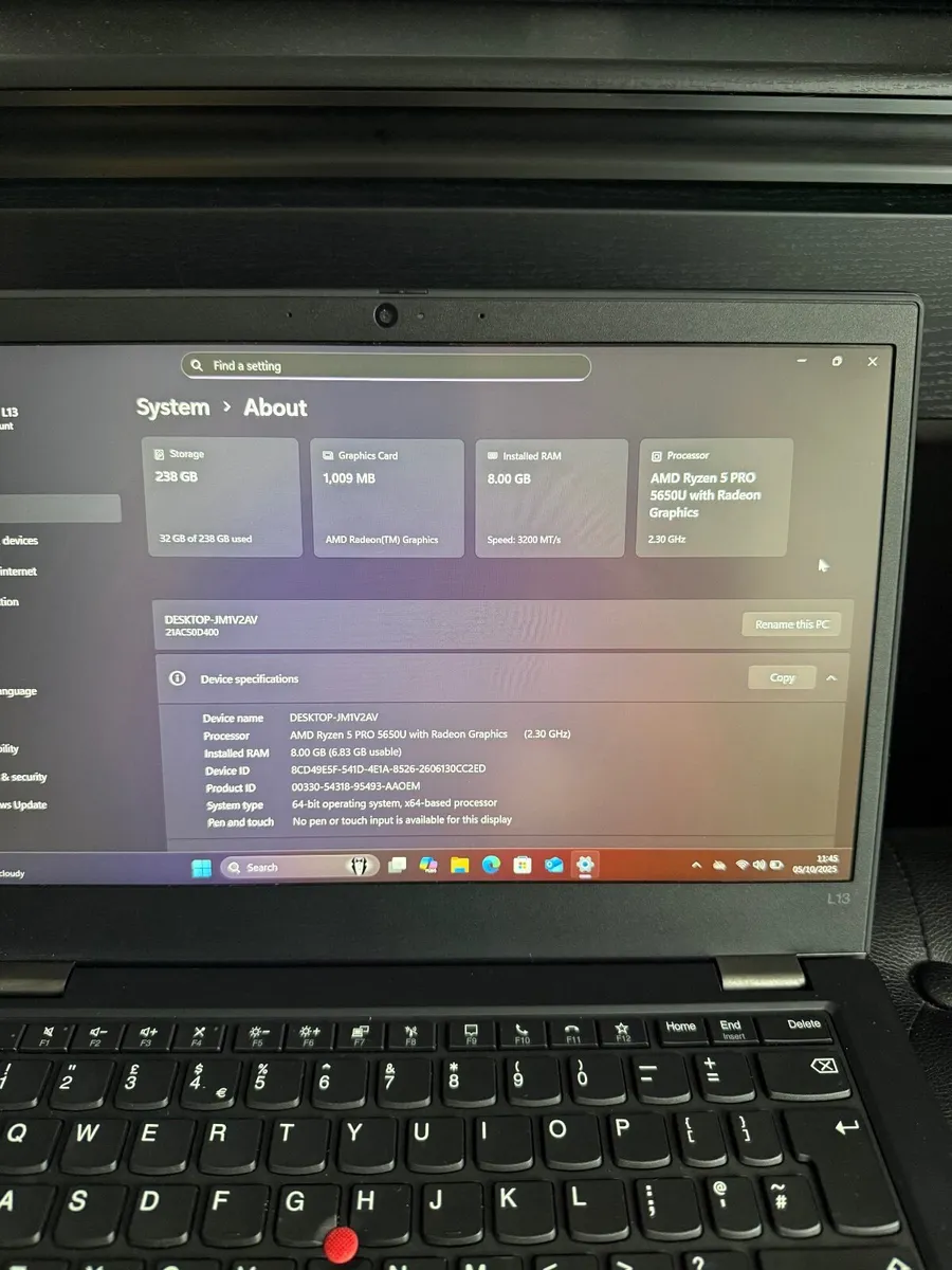 Lenovo ThinkPad L13 G2 Laptop Ryzen5/8GB/256SSD/FH - Image 4