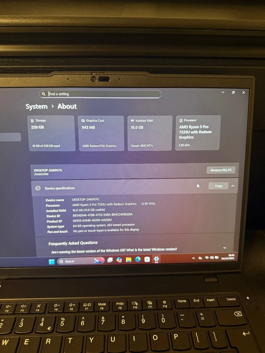 Lenovo ThinkPad L14 Gen 5 Laptop 16/256GB/FHD - Image 4