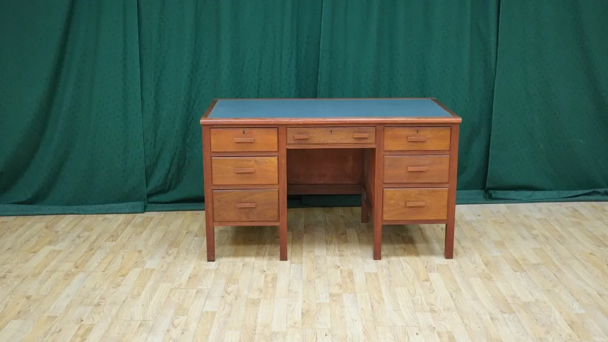Mid-Century Solid Teak Desk - Image 1