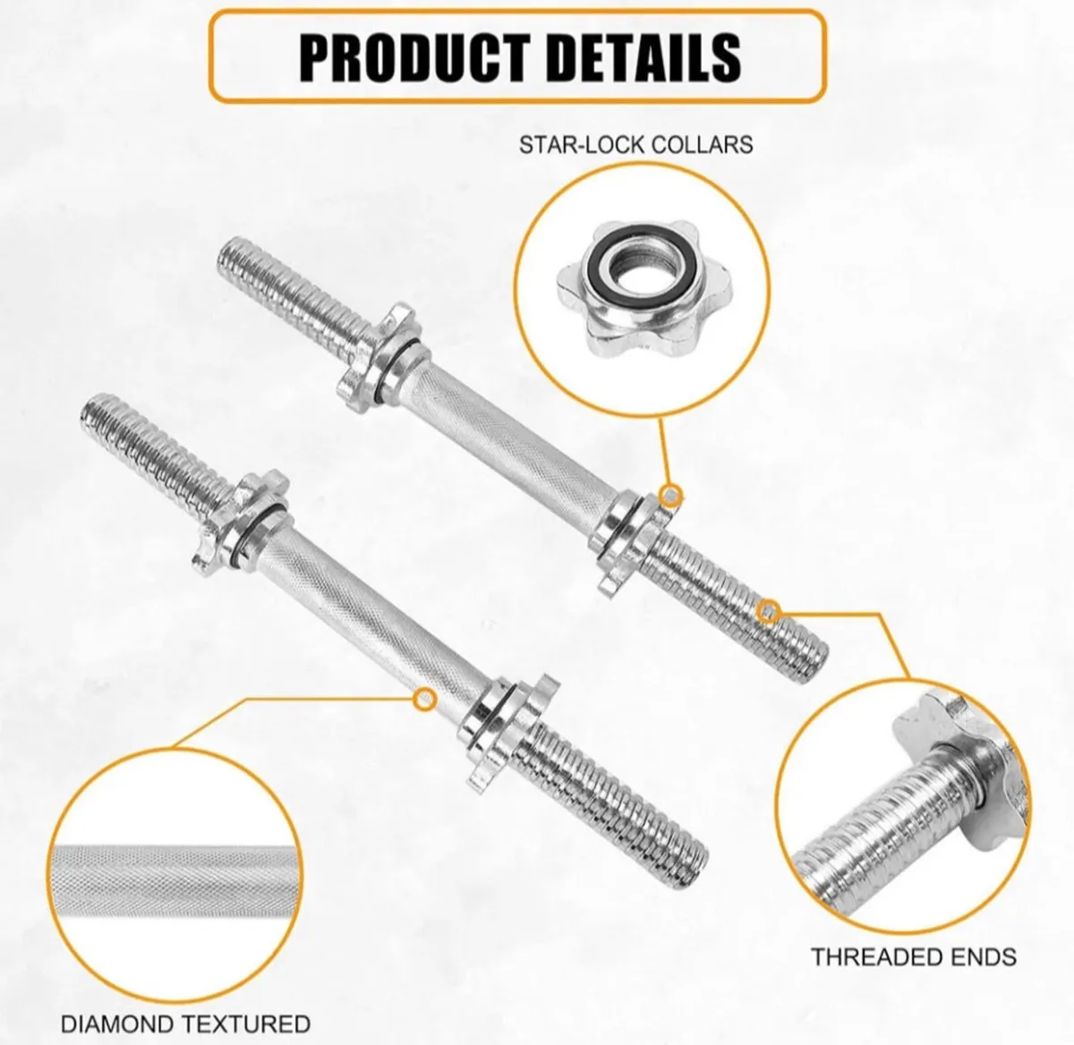 2 x Dumbbells Bar Set Spinlock Collars 14,16 /18” - Image 3