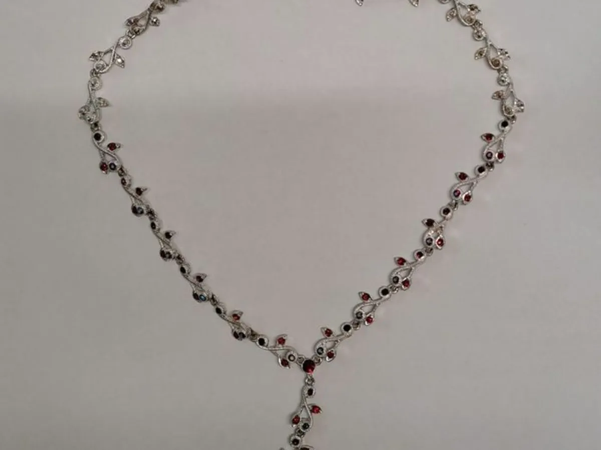 Necklace and earrings set colourful crystals - Image 2