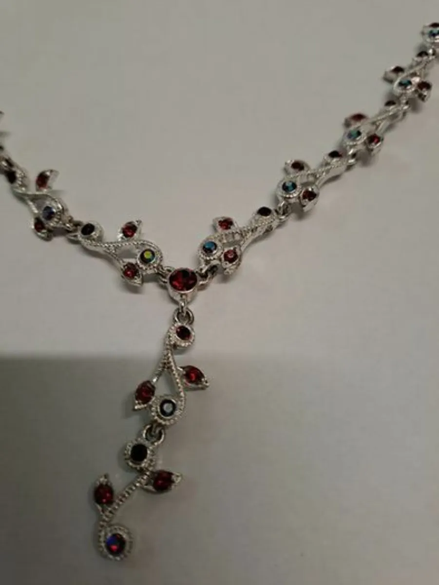 Necklace and earrings set colourful crystals - Image 3