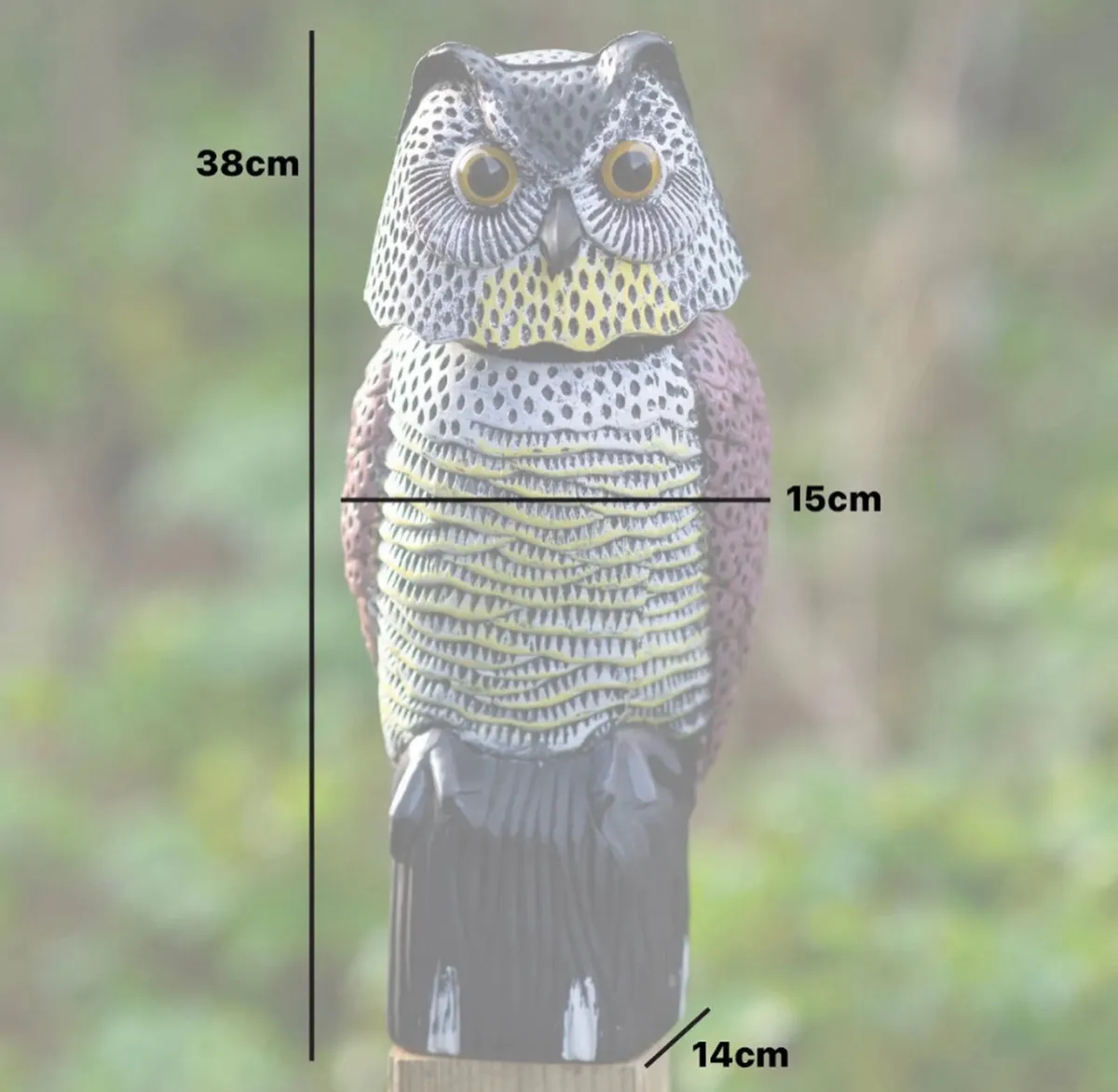 Owl Decoy With Rotating Head Scarecrow - Image 3