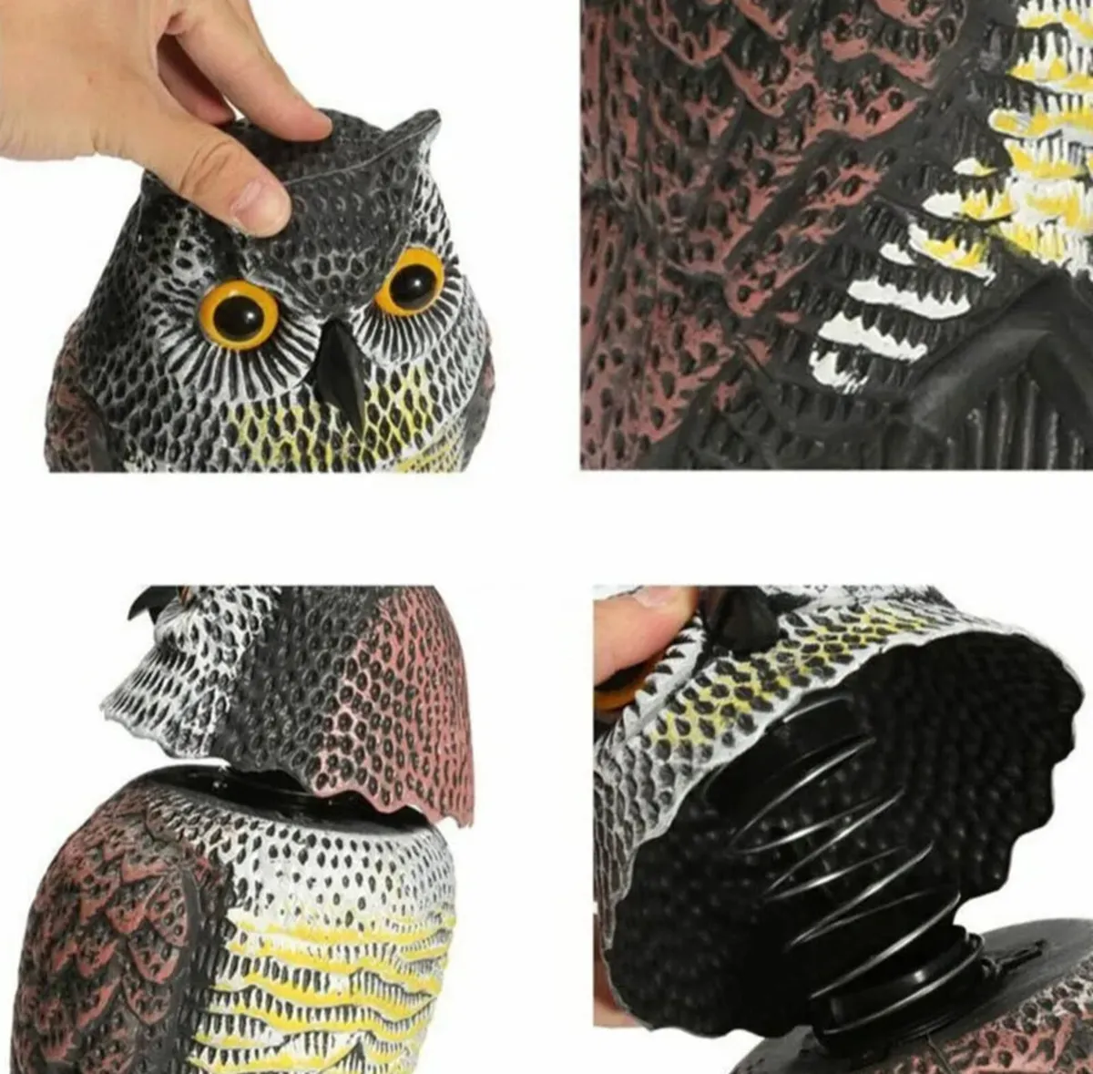 Owl Decoy With Rotating Head Scarecrow - Image 4