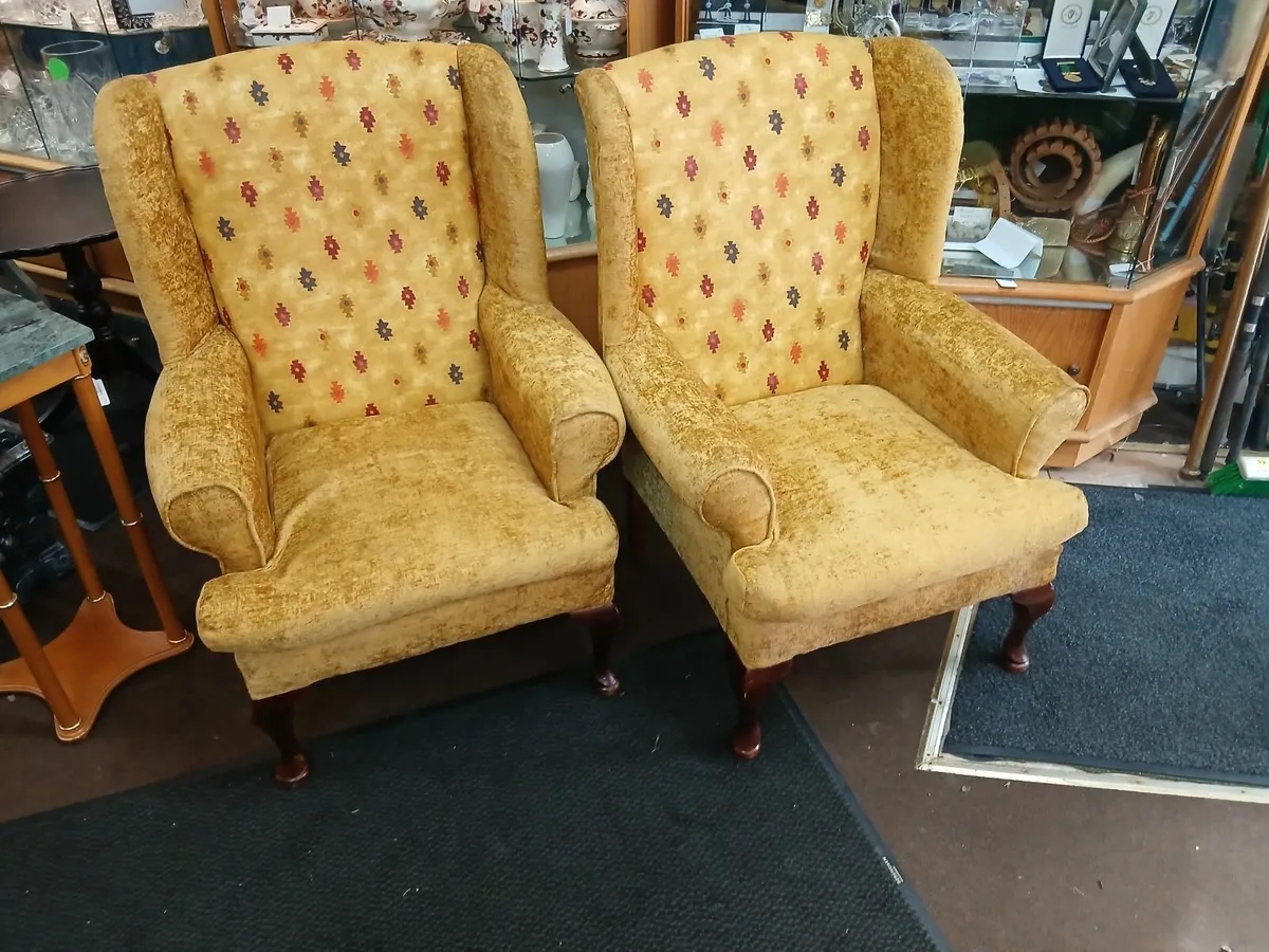 Vintage 1940 Wingback Armchairs - Image 1