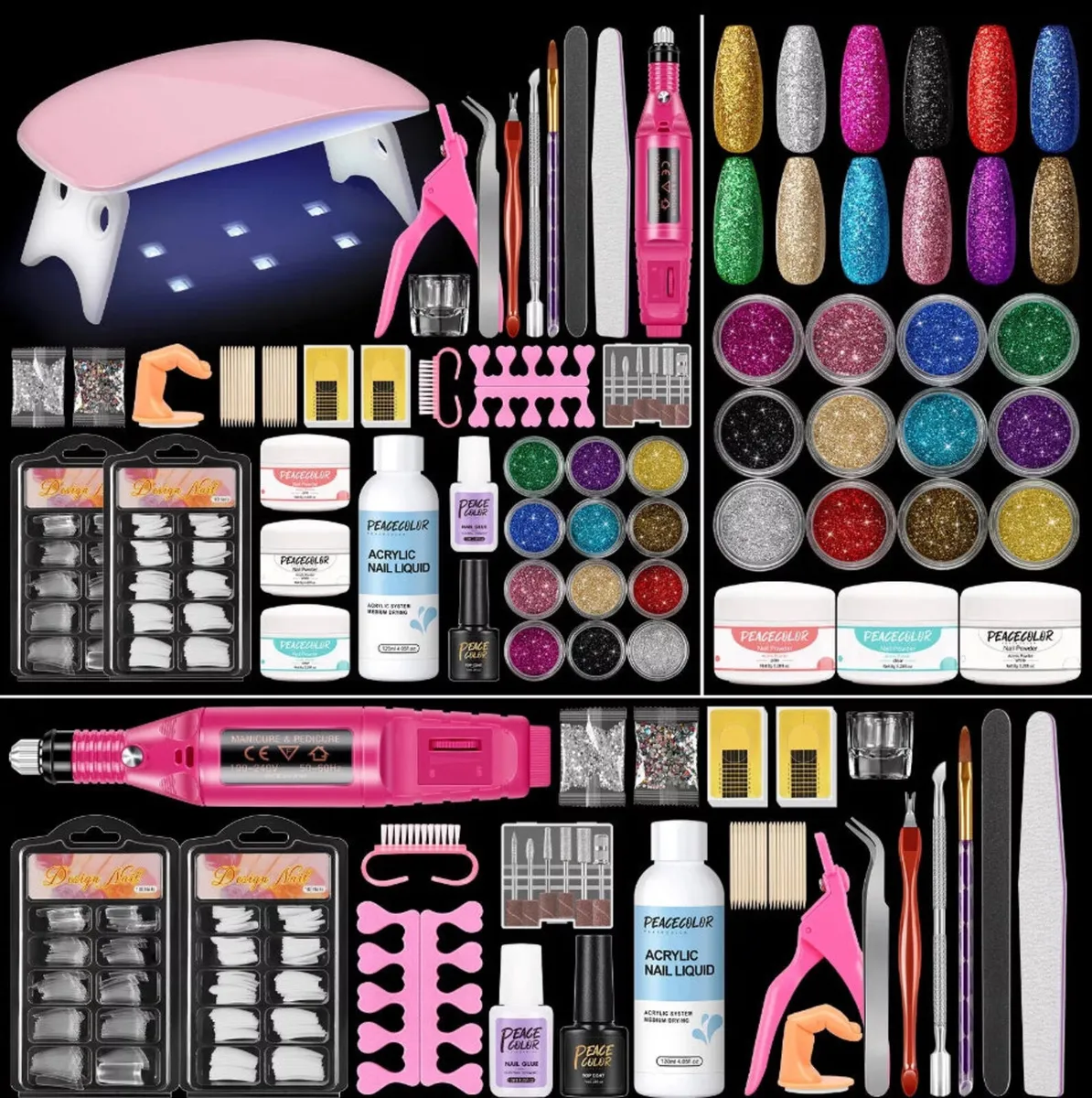 All-in-One Nail Manicure Kit with Lamp and Drill
