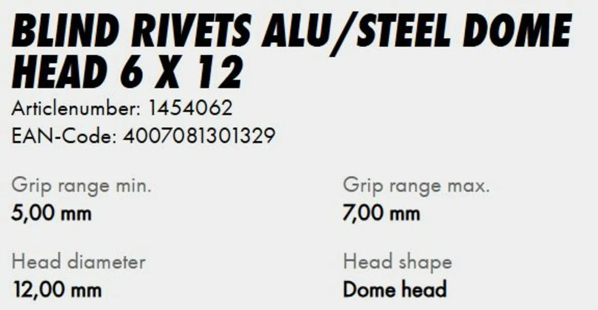 Gesipa  Rivet 6.4 x12mm rivets - Image 1