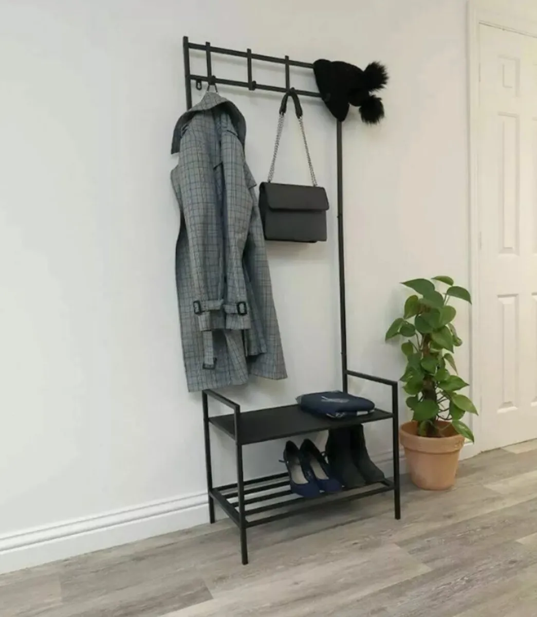Coat Clothes Rail with 2-Tier Shoe Rack - Image 3