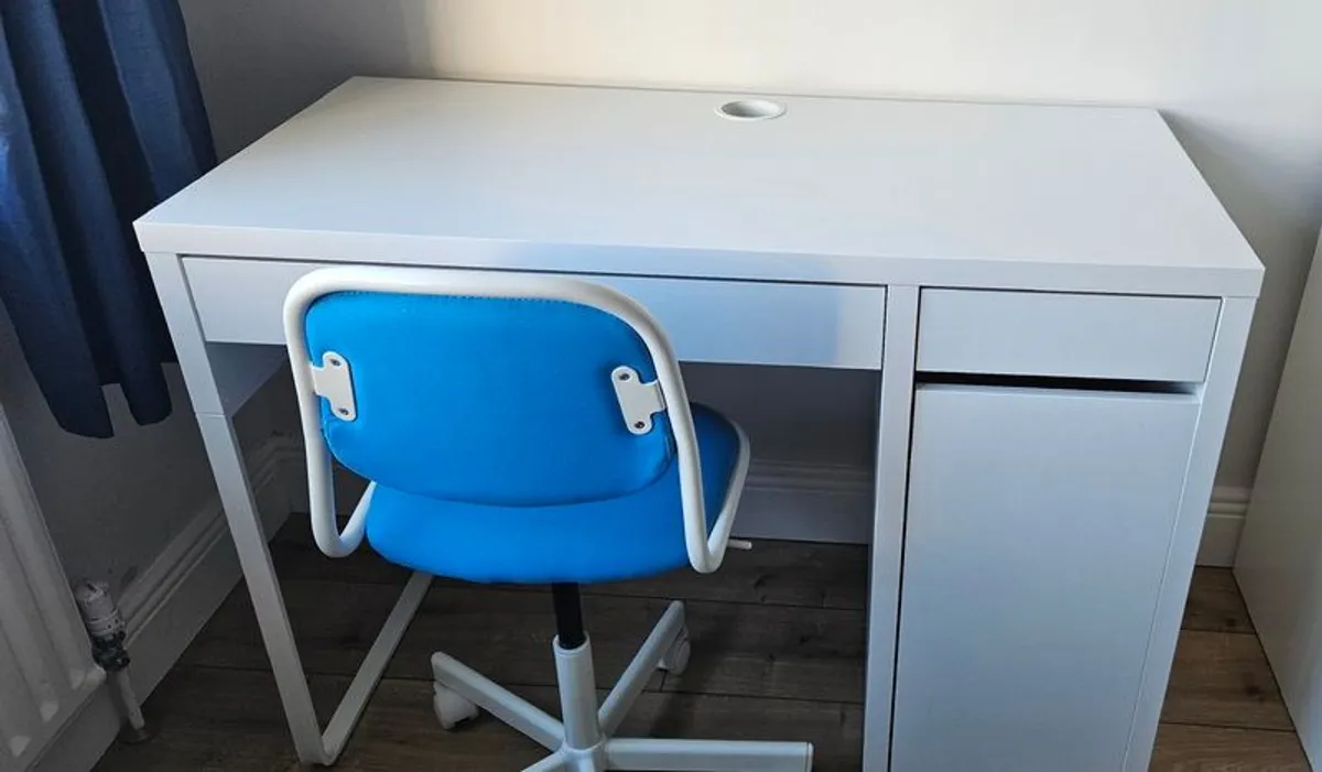 Kids Ikea Micke Desk and blue Chair - Image 1