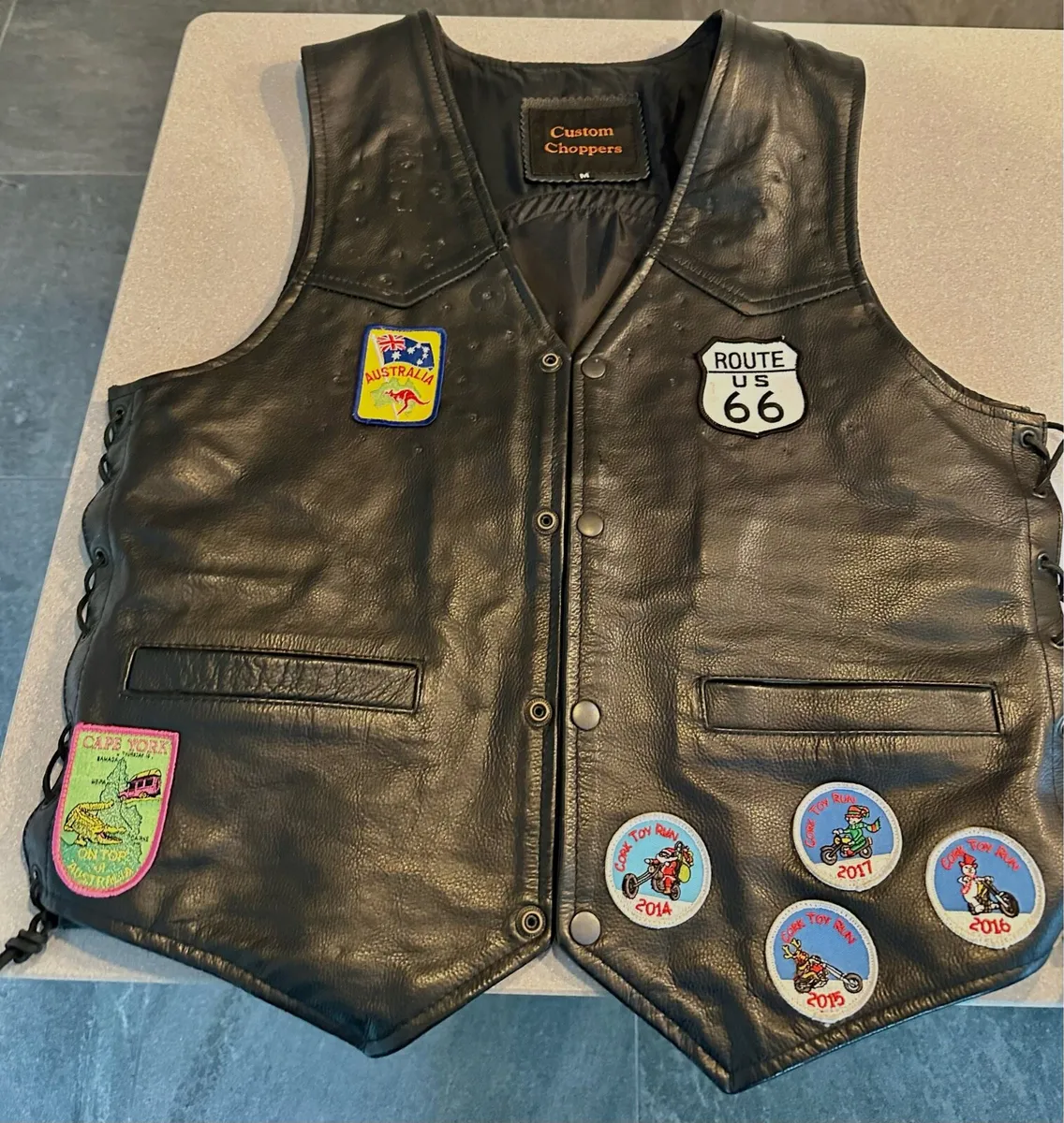 Motorcycle leather vest - Image 1