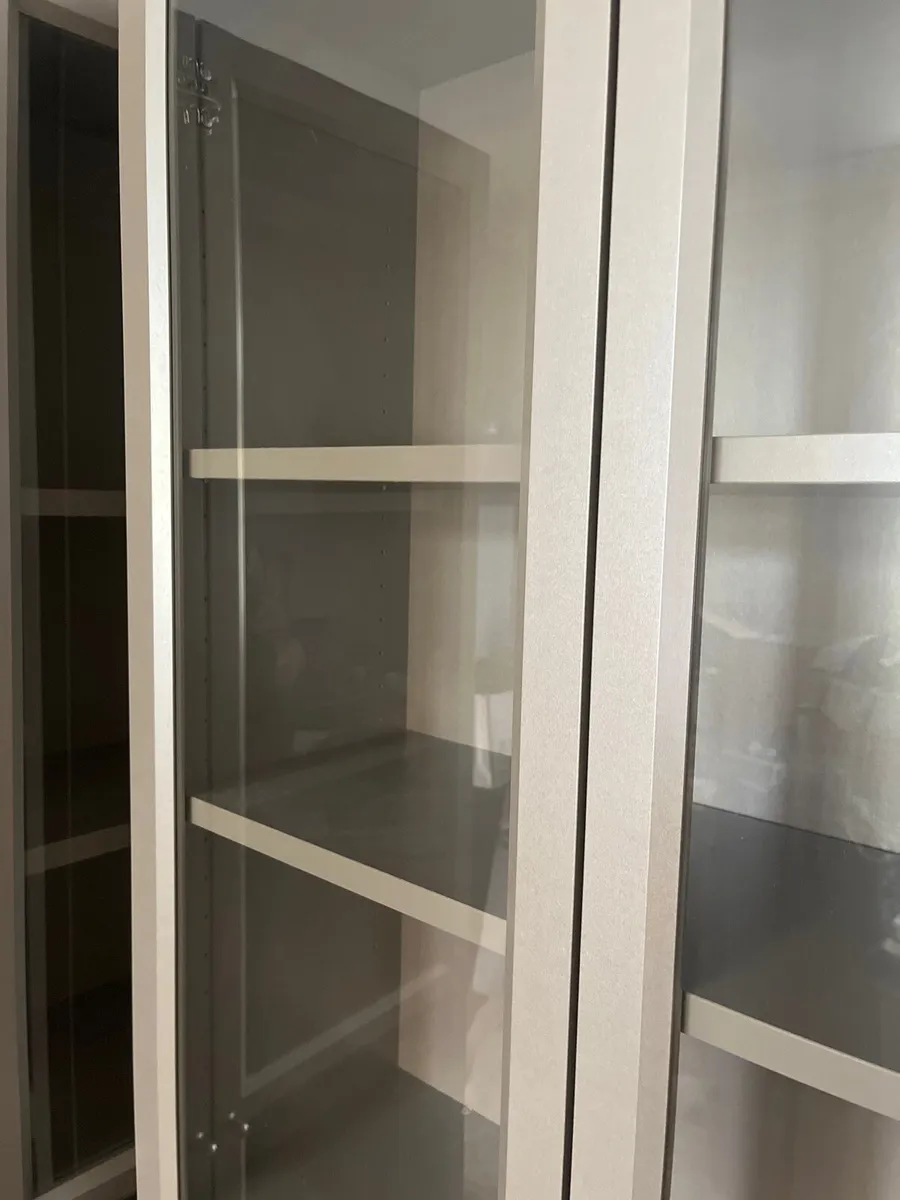 Ikea glass front shelving x3, grey metallic - Image 2