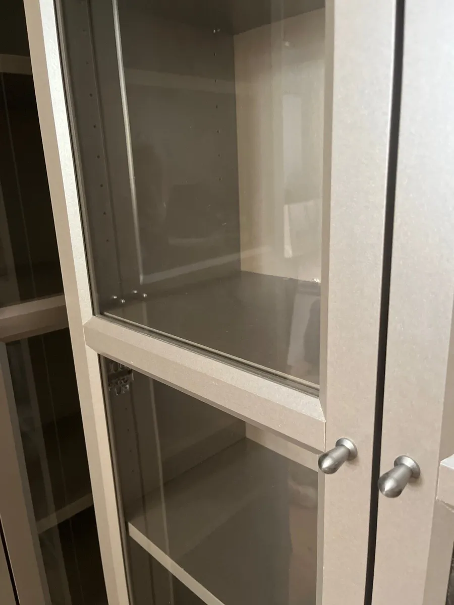 Ikea glass front shelving x3, grey metallic - Image 3