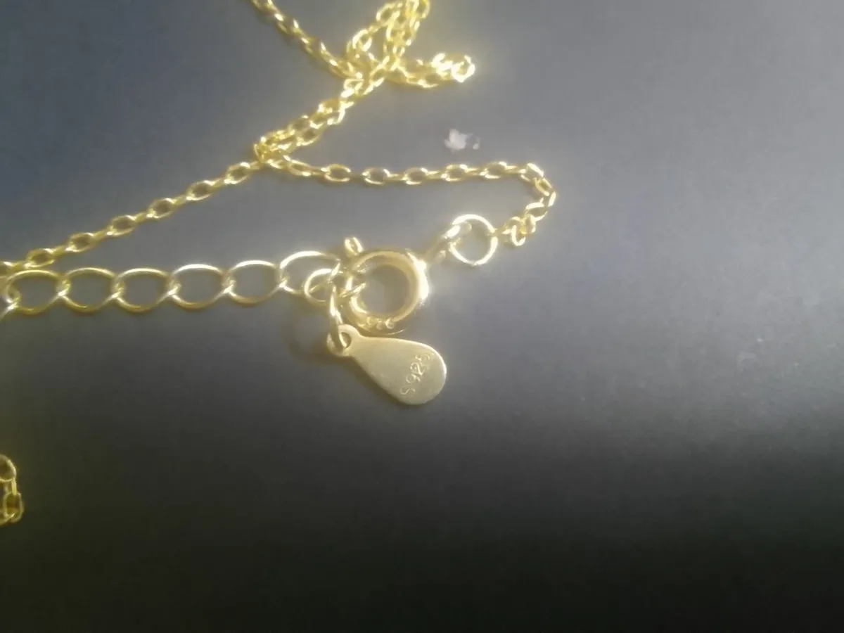 STERLING SILVER/GOLD WHITE TOPAZ BEZEL SET PENDANT - Image 4