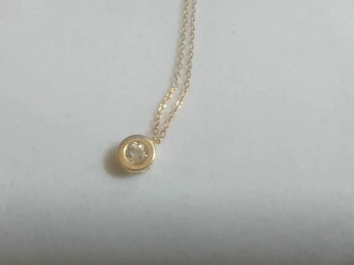 STERLING SILVER/GOLD WHITE TOPAZ BEZEL SET PENDANT - Image 2
