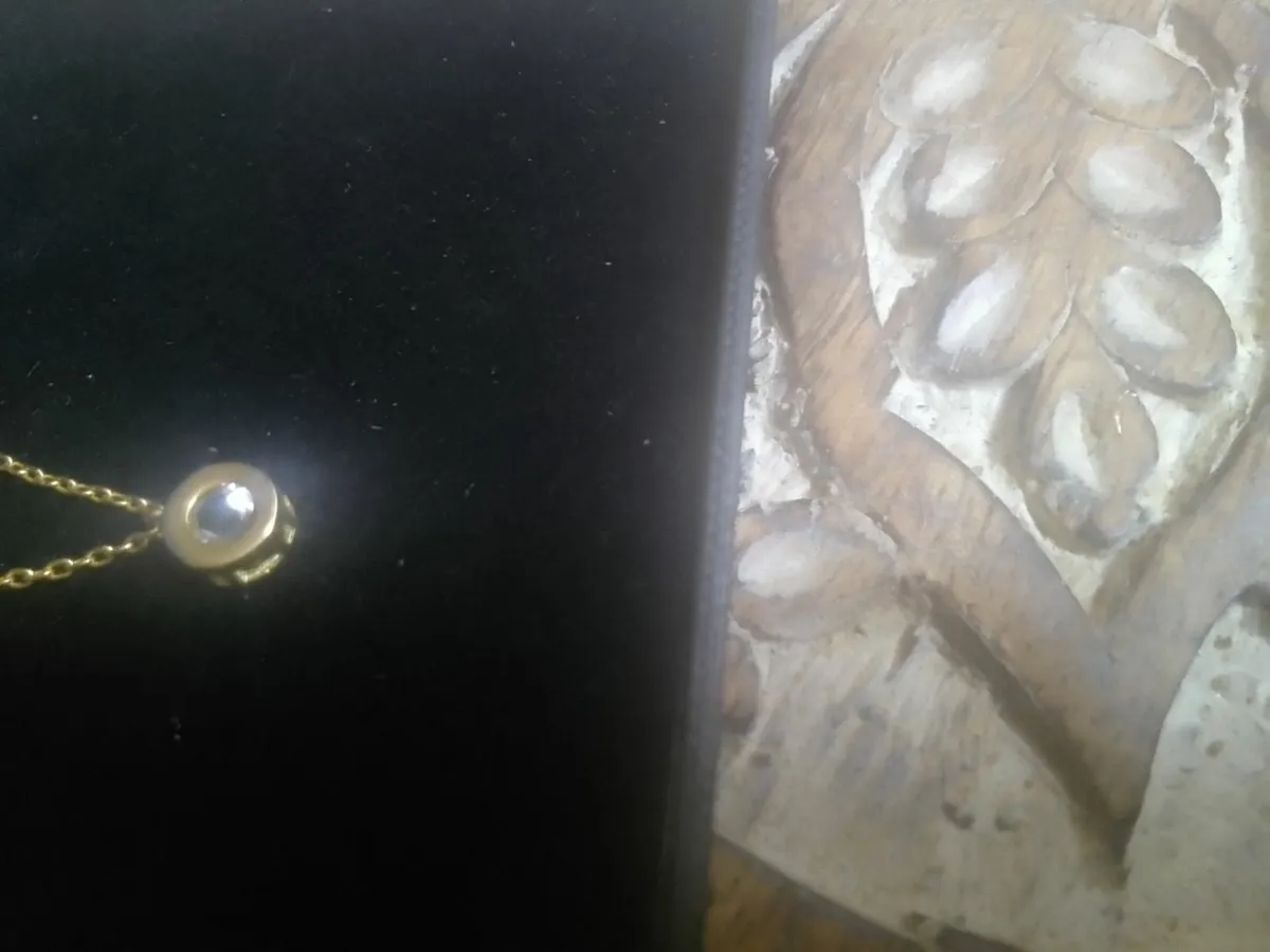 STERLING SILVER/GOLD WHITE TOPAZ BEZEL SET PENDANT - Image 3