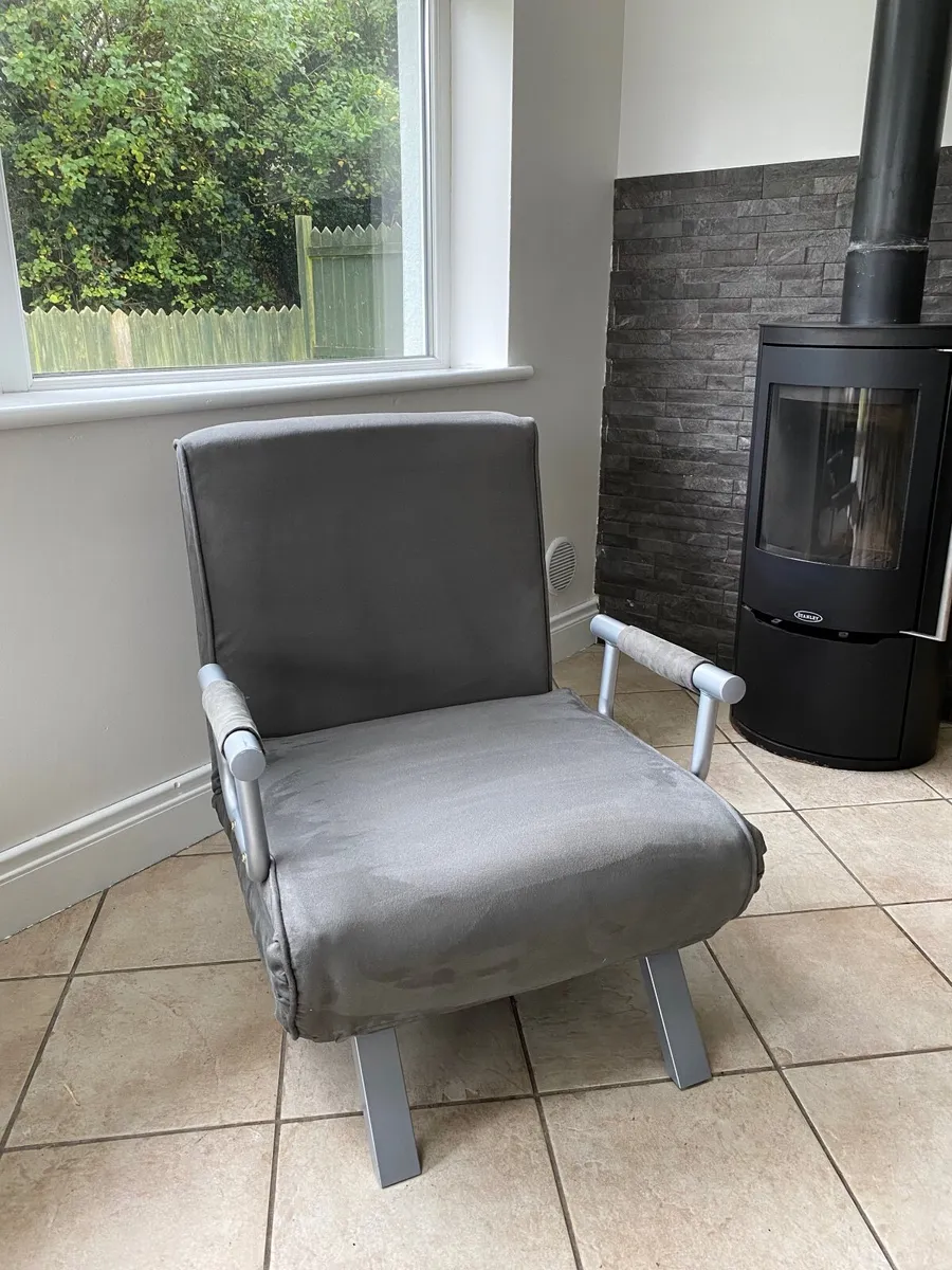 Chair Bed Grey Recliner Adjustable - Image 1