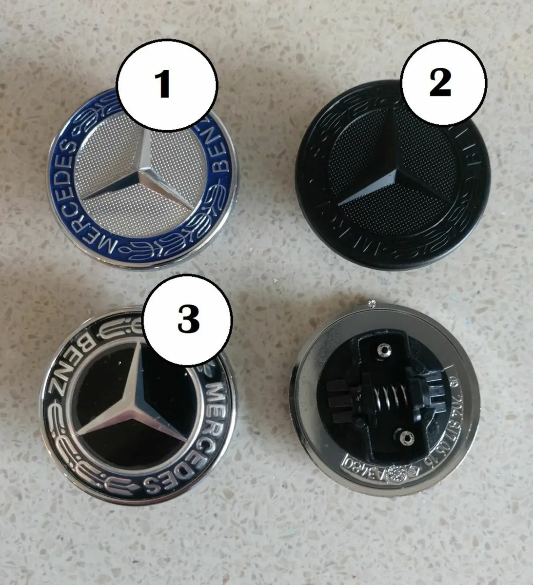 Mercedes Wreath Flat Bonnet Badge - FREE POST - Image 1