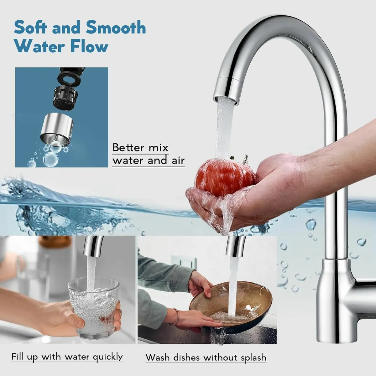 Kitchen Sink Mixer Tap Polished Chrome Mixers Taps - Image 4