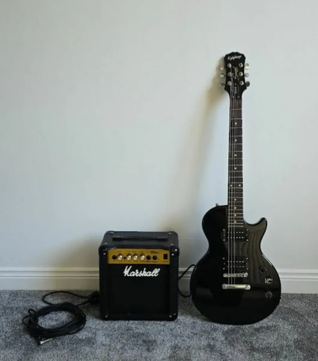 Epiphone Electric Guitar and Marshall Amp - Image 1