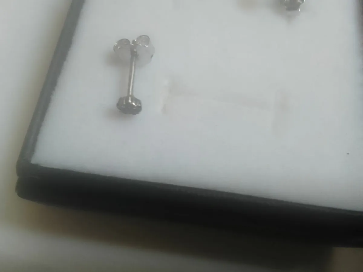 STG SILVER BLACK DIAMOND 0.20c SMALL STUD EARRINGS - Image 4