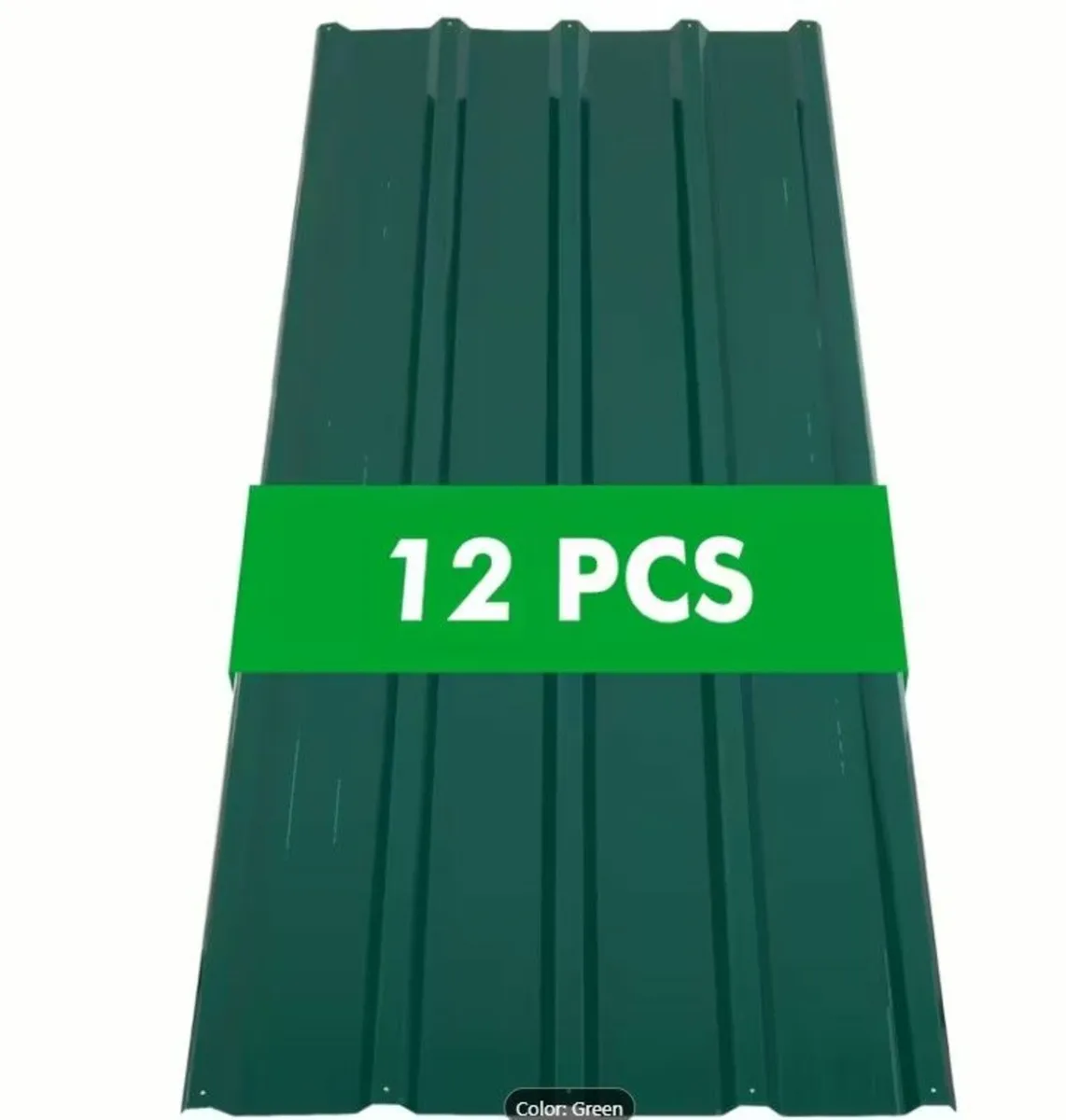 12-Piece Corrugated Metal Roofing Sheets – Green – - Image 1