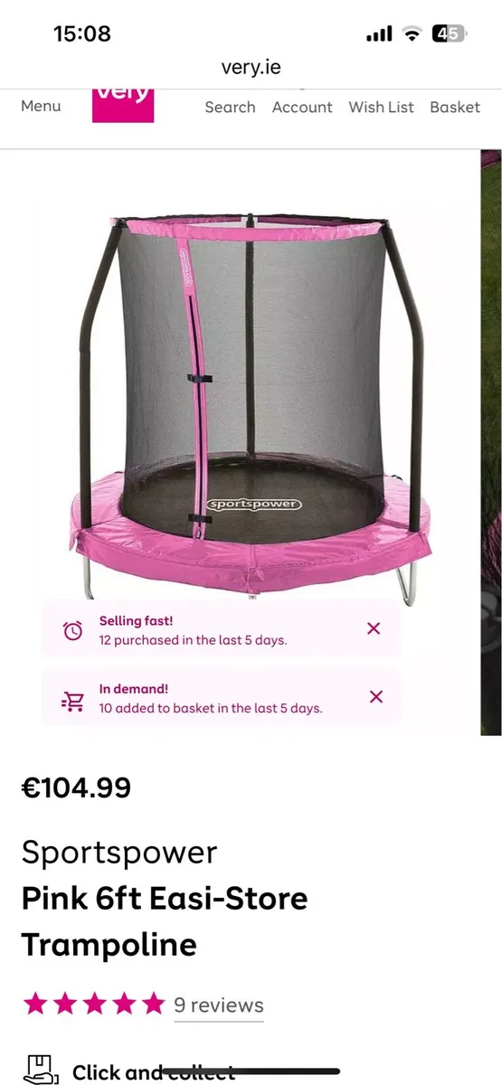 Brand new trampoline pink 6foot