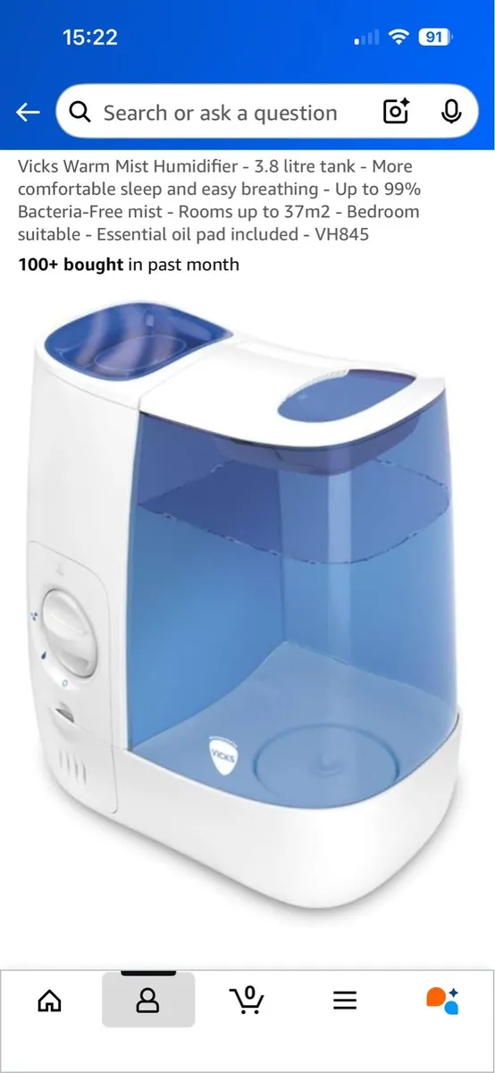 Vicks Warm Mist Humidifier 3.8L - Image 1