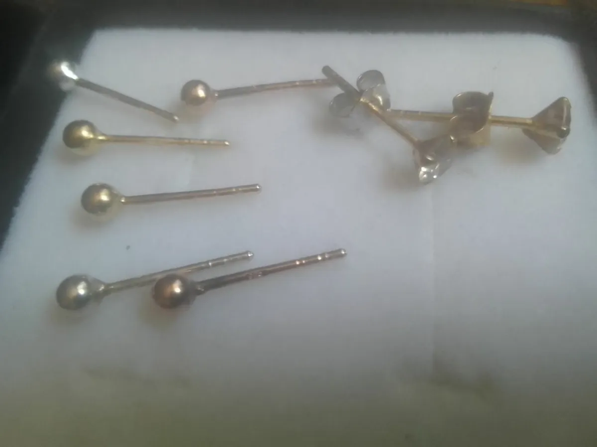 STERLING SILVER 4 SET SMALL STUD EARRINGS NEW - Image 4