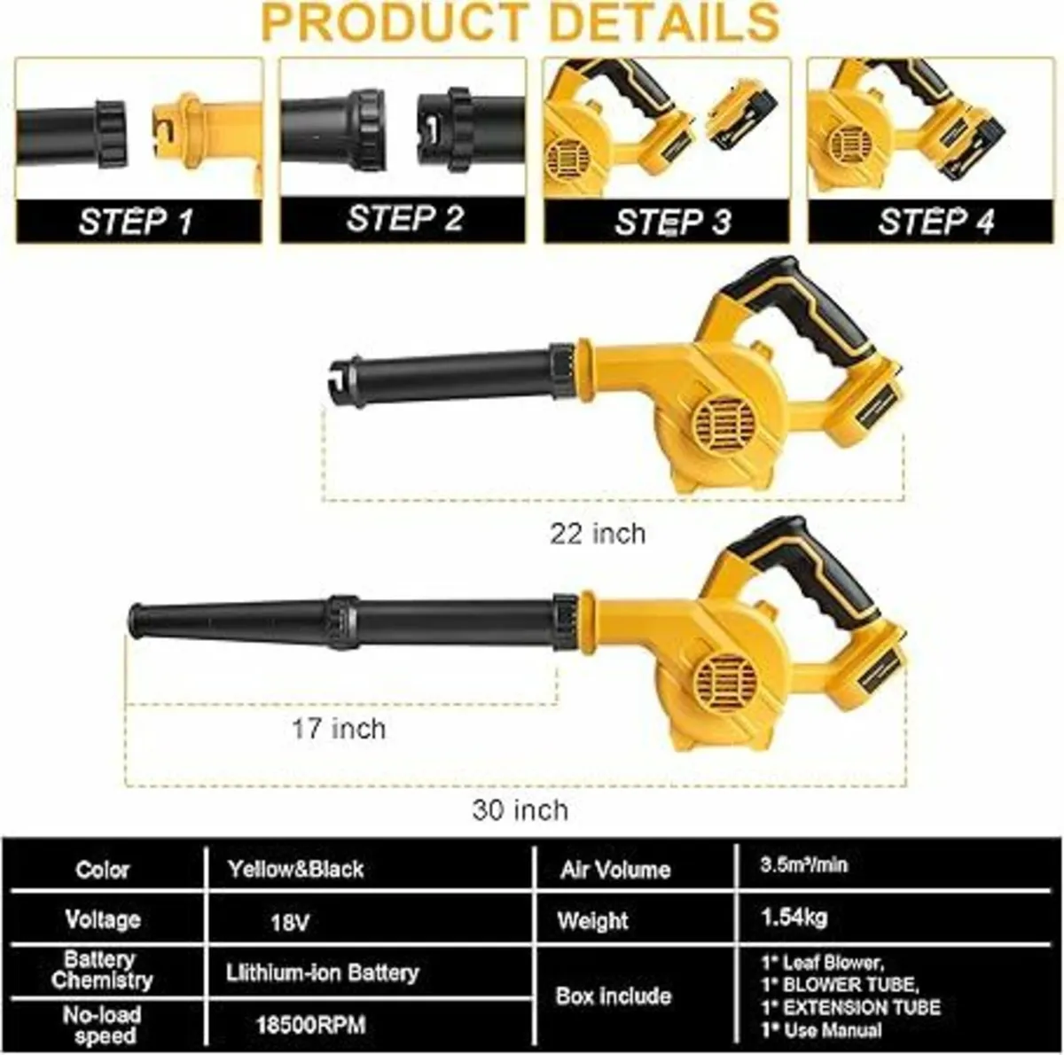 Powarobor Cordless Air Leaf Blower for Dewalt 18V - Image 4