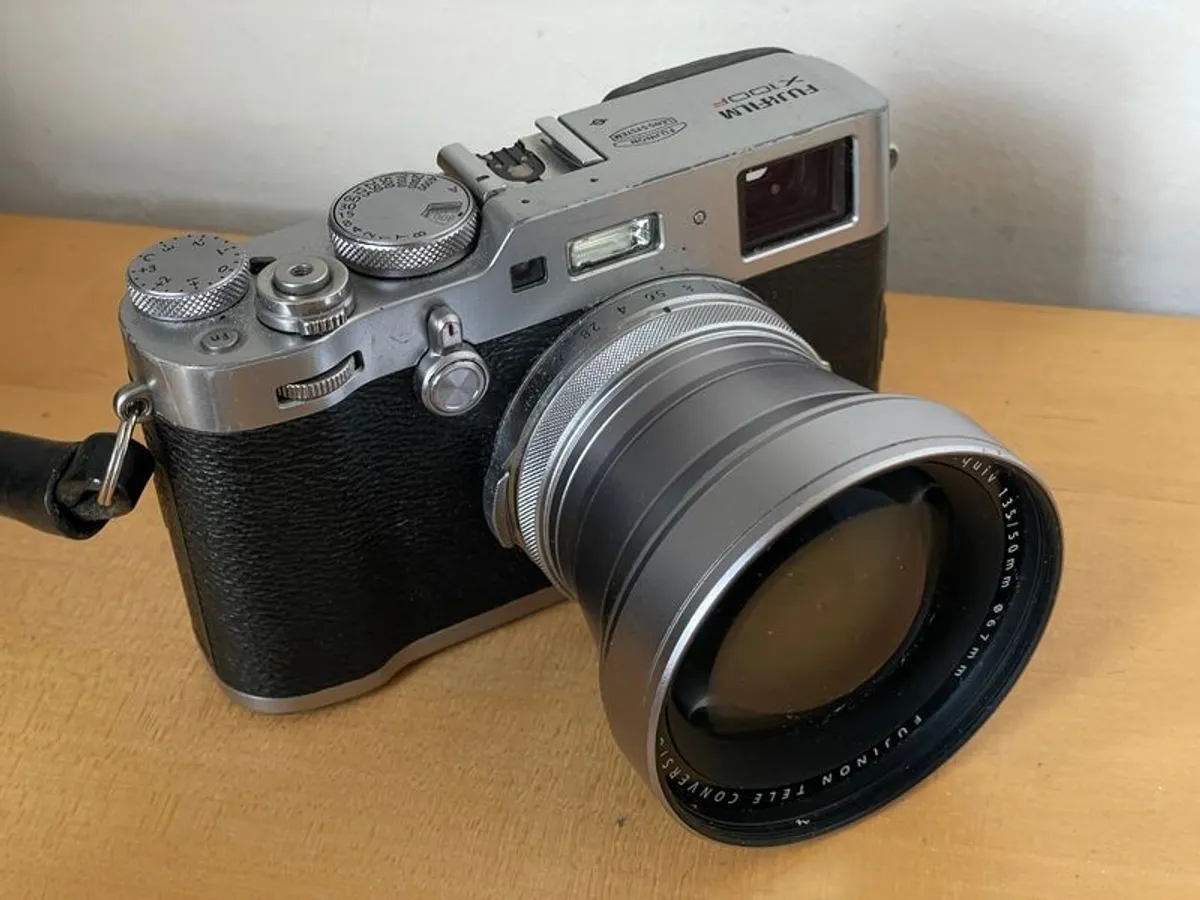 Silver Fuji Tele conversion lens TCL-X100 for Fuji X100 Cameras - Image 1