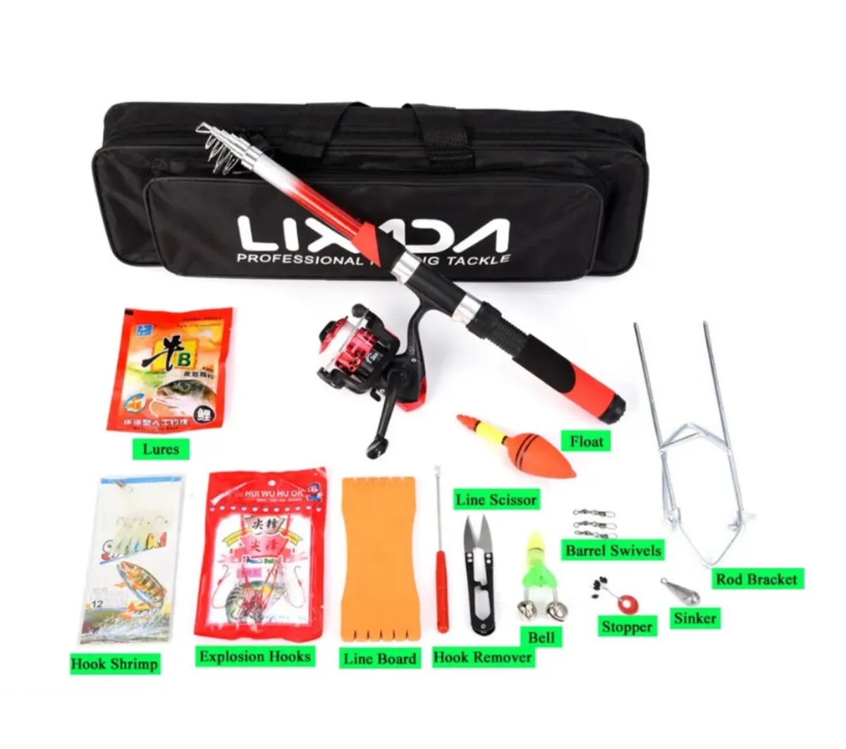2.1m Telescopic Fiberglass Fishing Rod & Reel NEW - Image 2