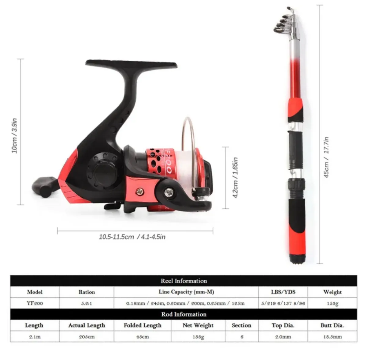 2.1m Telescopic Fiberglass Fishing Rod & Reel NEW - Image 3