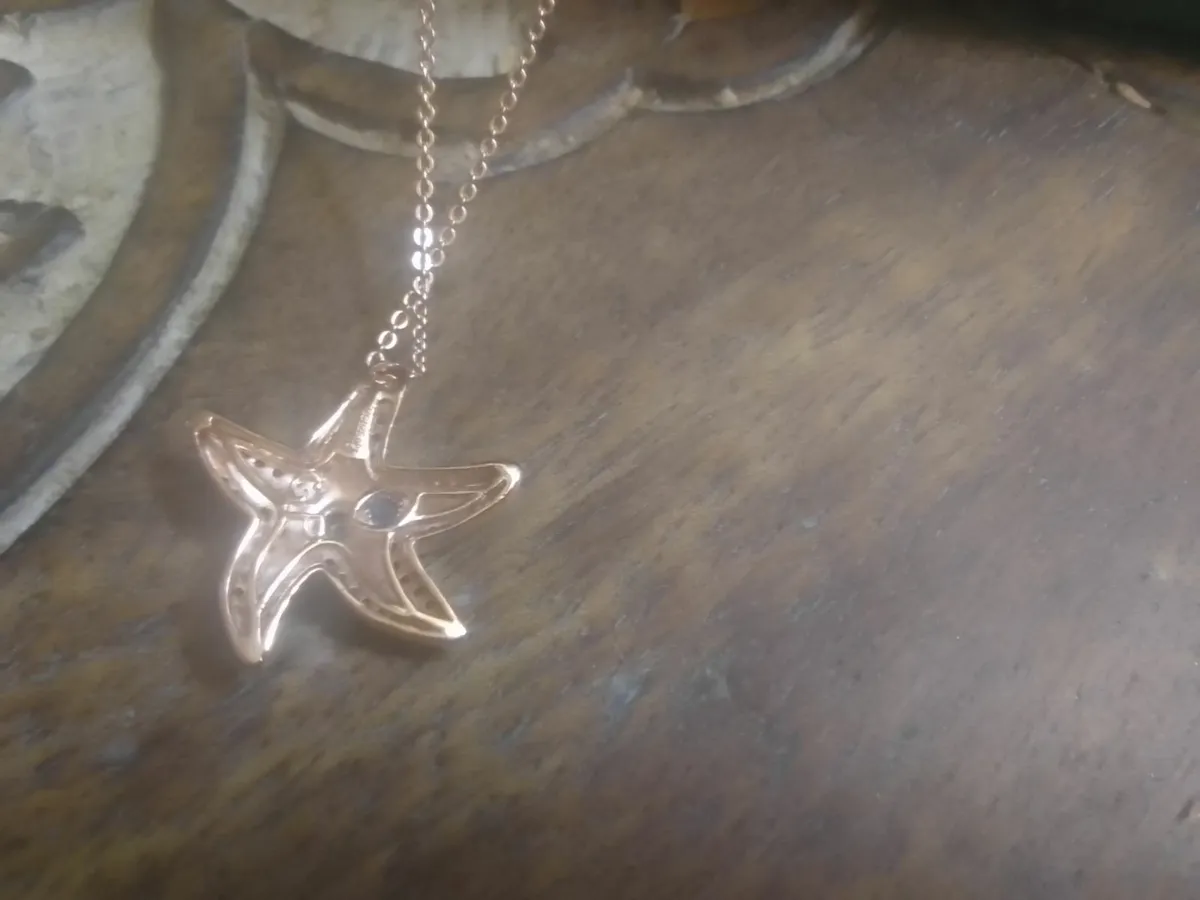STG SILVER/ROSE GOLD DIAMOND STARFISH PENDANT 20" - Image 4