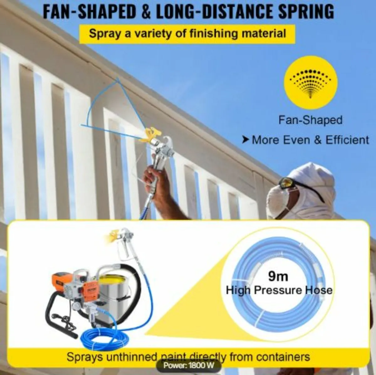 Pro Airless Wall Paint Sprayer, 1800W Electric - Image 3