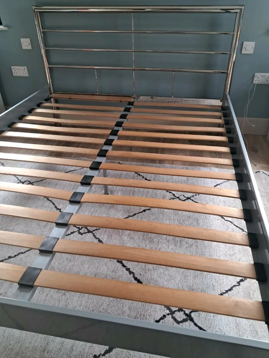 King Size Bed. Chrome Frame - Image 2