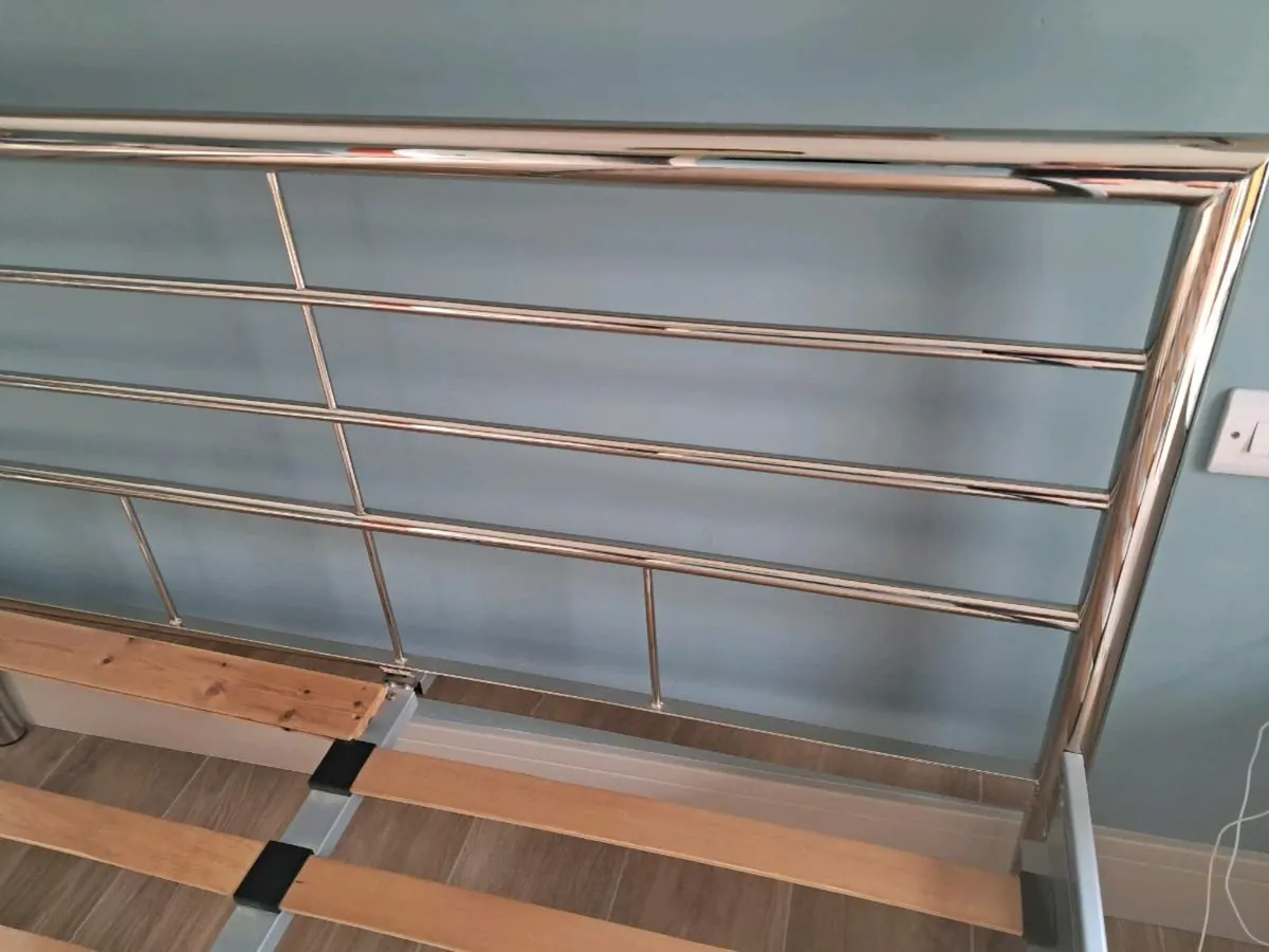 King Size Bed. Chrome Frame - Image 4