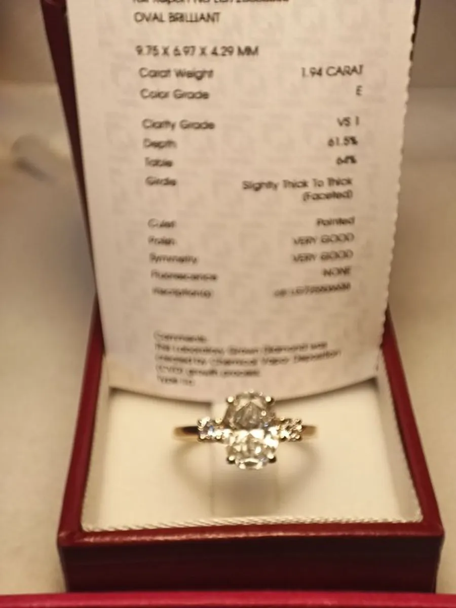 14ct Yellow Gold Oval Brilliant Diamond Solitaire Ring with Accents - Image 2