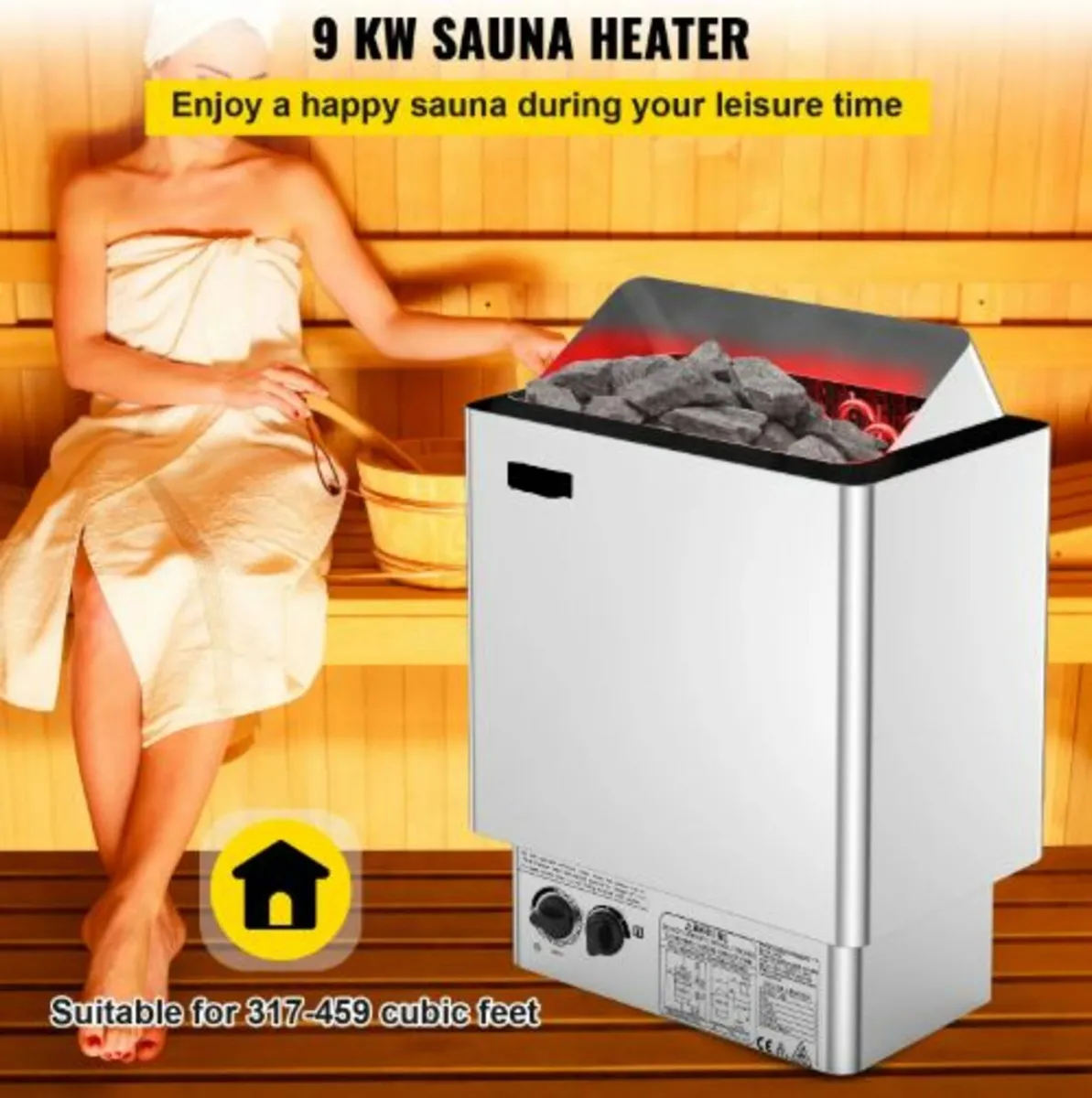 9KW Sauna Heater Stove 380V-415V Wet&Dry Electric - Image 2