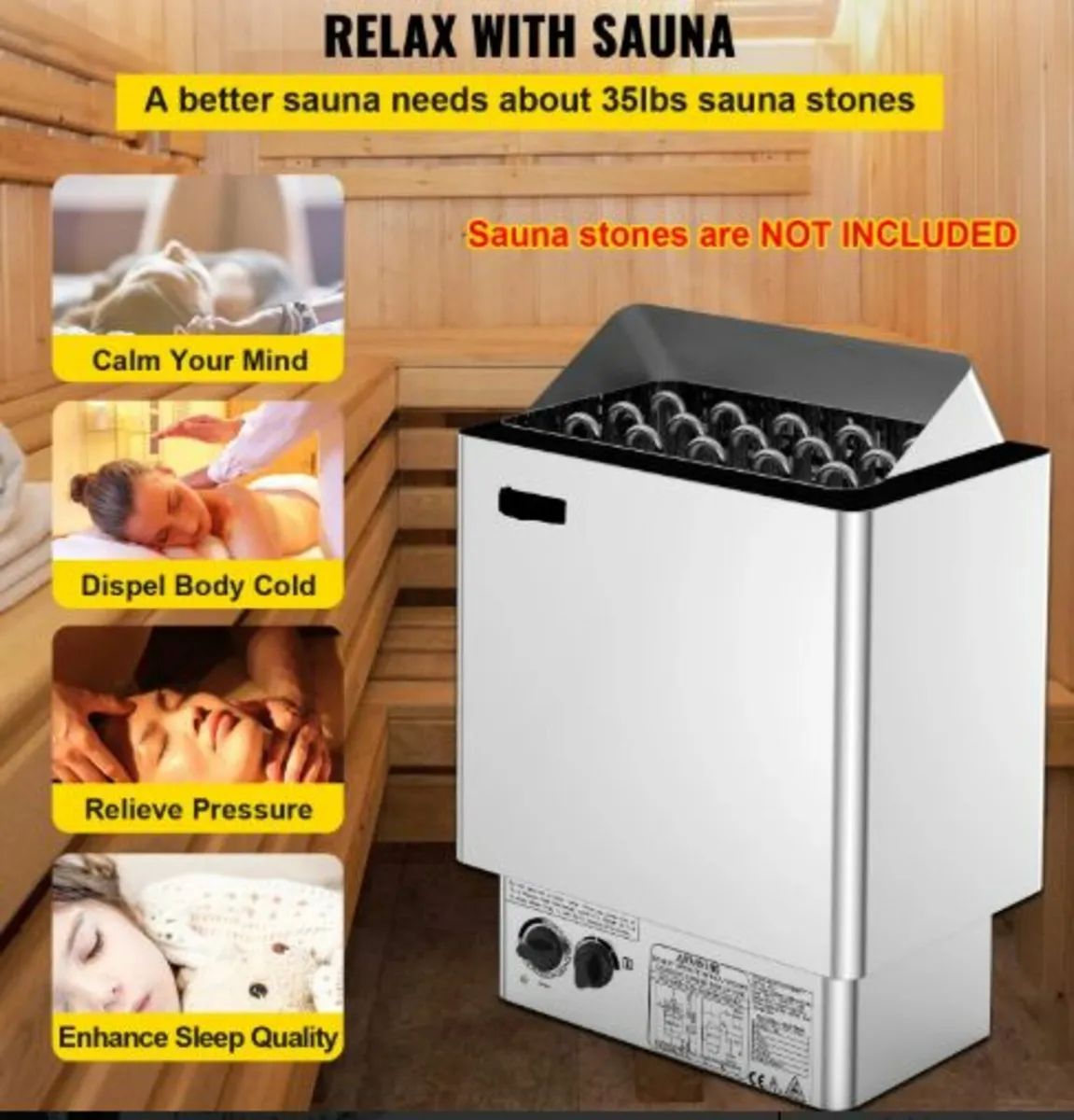 9KW Sauna Heater Stove 380V-415V Wet&Dry Electric - Image 3