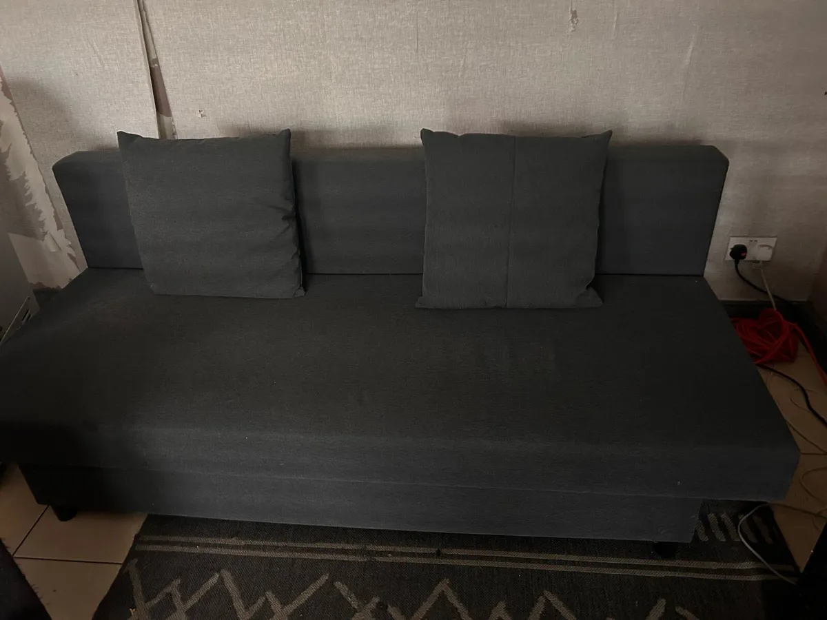 3 seater ikea sofa bed with storage like new - Image 1