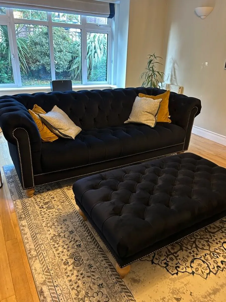 Velvet Sofa & Ottoman - Image 2