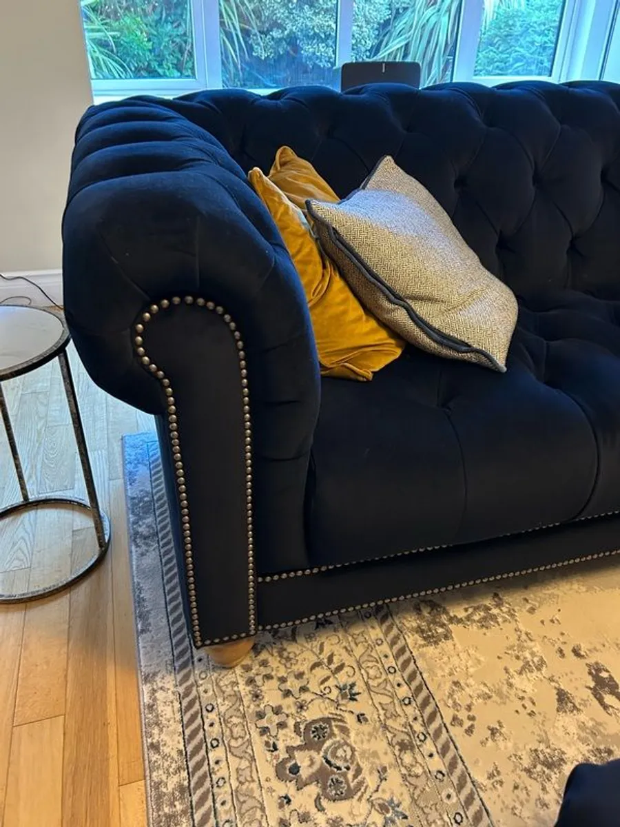 Velvet Sofa & Ottoman - Image 3