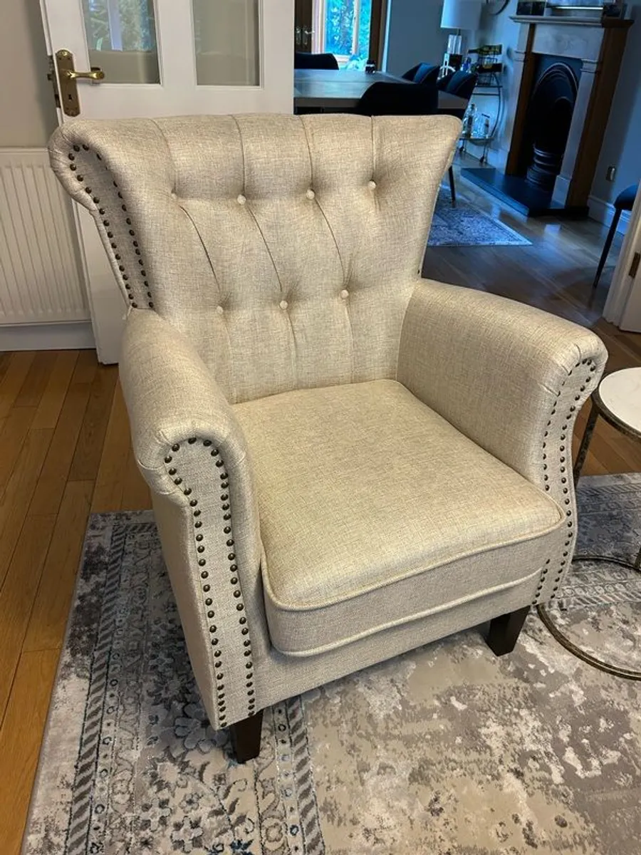Cream Linen Armchairs (2) - Image 2